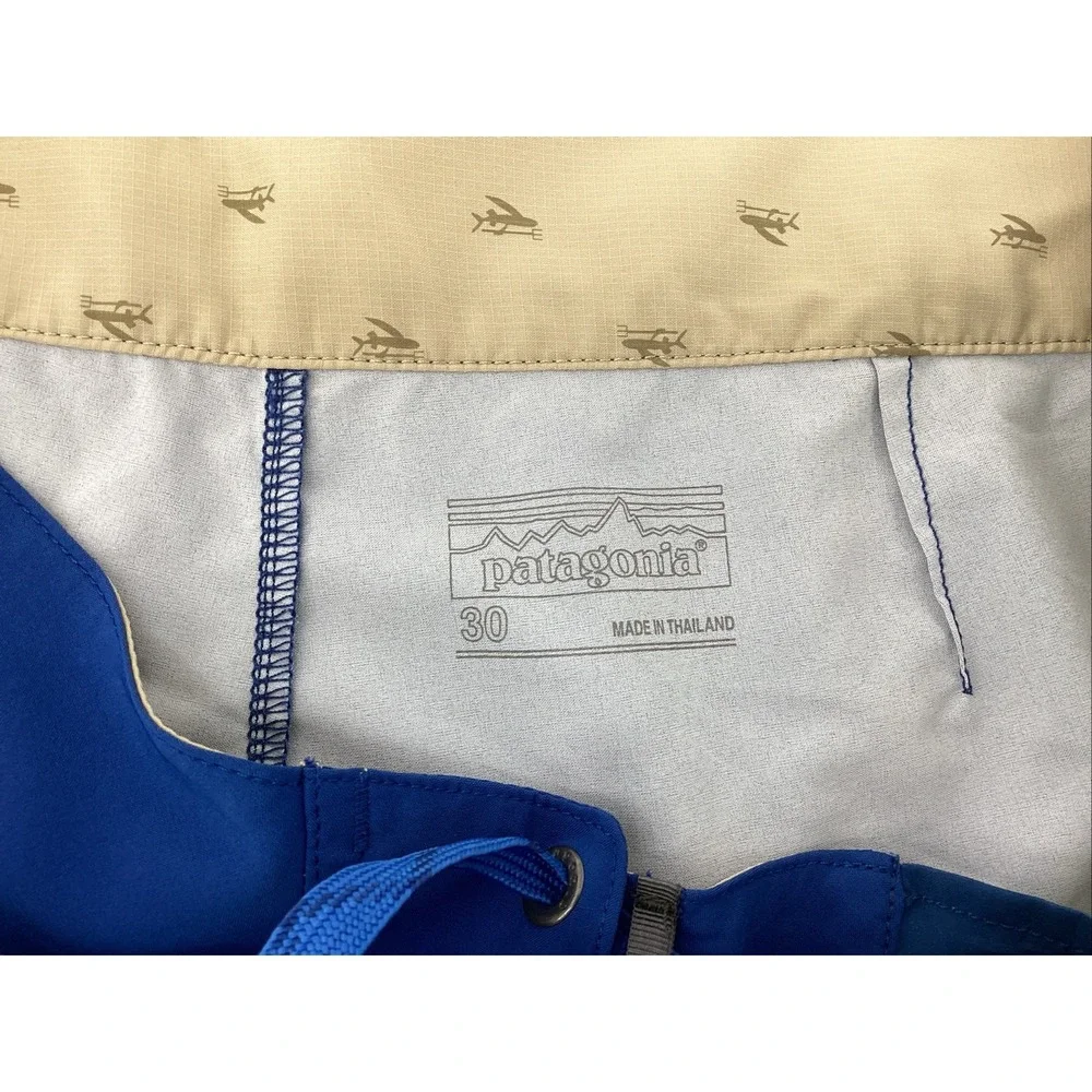 PATAGONIA Stretch Planing Boardshorts Blue Striped Swimming Trunks Men's Size 30